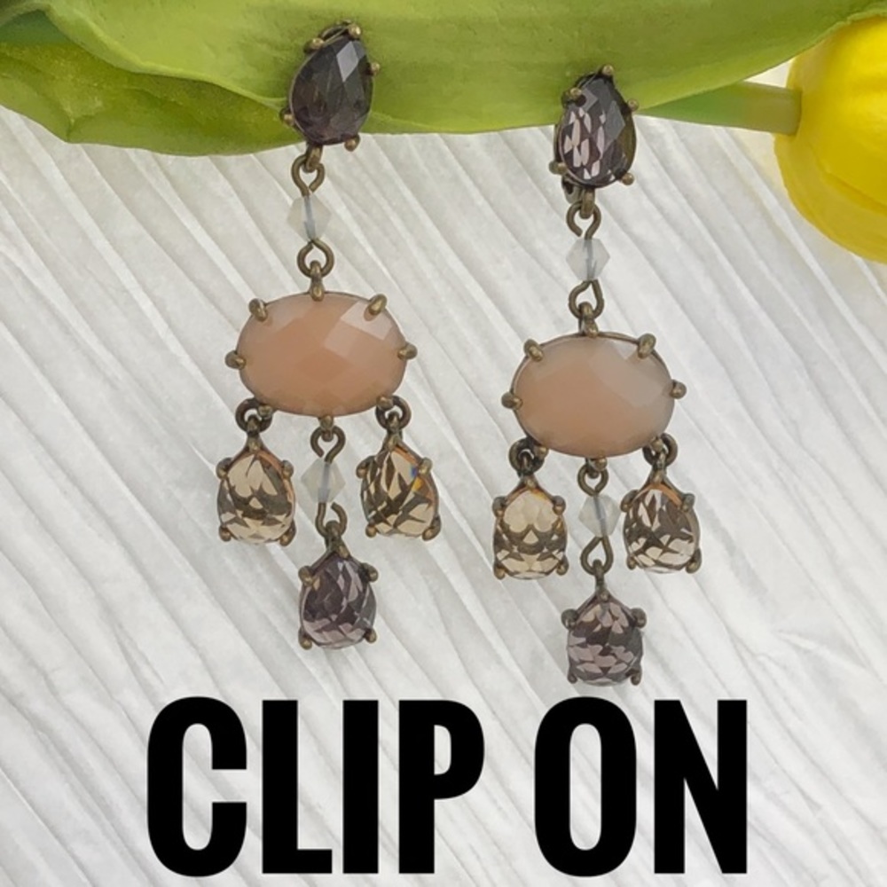 Multicolor Dangle Clip On Earrings
